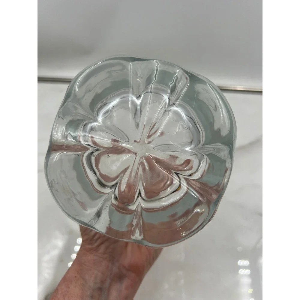Vintage Polish KROSNO Decanter Hand Blown w/Lid Glass Barware 1980's 9.5